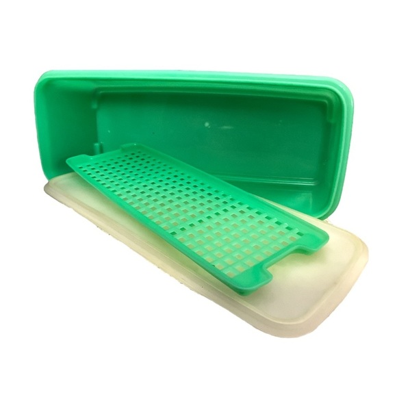 Vintage Green‎ Tupperware Celery Keeper Jadeite Complete - Picture 2 of 2